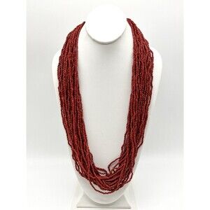 Lee Sands Red Coral? Necklace Multi-Strand Layered Beaded Designer FREE Shipping